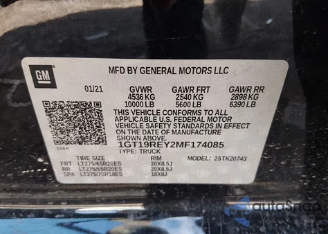 2021 GMC Sierra 2500Hd 4Wd Standard Bed Denali z USA, uszkodzony, nr VIN 1GT19REY2MF174085